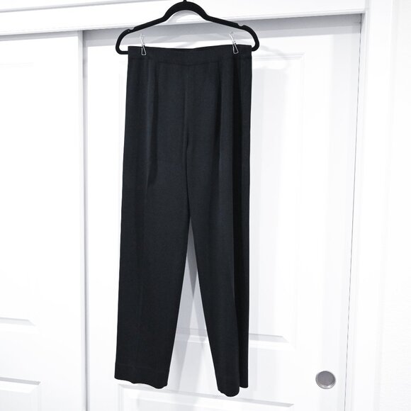 Misook Medium Knit Black Pleated Straight Leg Pants - Picture 3 of 5
